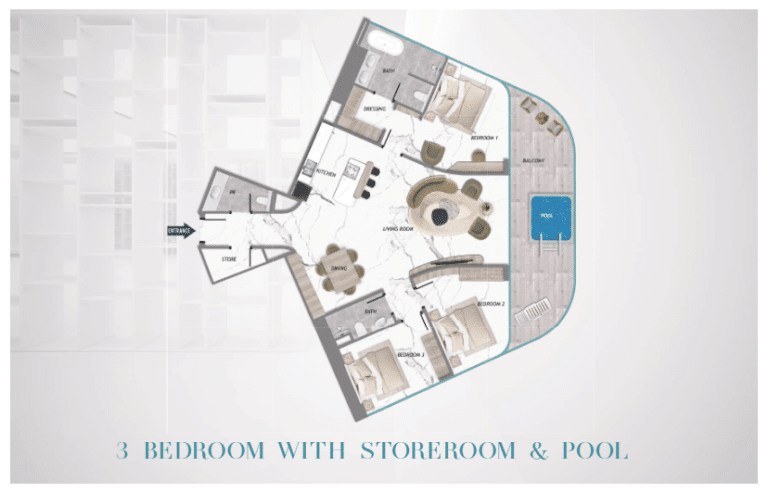 samana barari heights 3 bd with store and pool