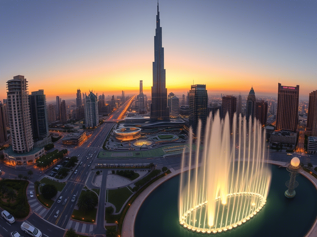 night view of dubai downtown